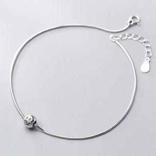 925 Sterling Silver Smiley Anklet Silver - One Size