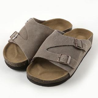 Buckled Genuine-suede Slide Sandals