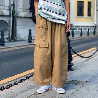 Side Pocket Cargo Wide-leg Pants