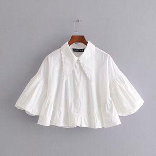 Puff-sleeve Scalloped Collar Blouse
