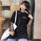 Mesh Overlay Long Sleeve T-shirt
