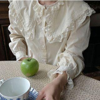 Lace Trim Blouse Almond - One Size