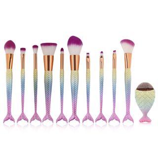Set Of 11: Gradient Mermaid Tail Makeup Brush