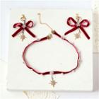 Wedding Set: Faux Pearl Star Choker + Dangle Earring