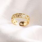 Rhinestone Leaf Open Ring Gold - One Size