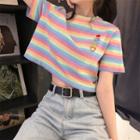Short-sleeve / Elbow-sleeve Striped T-shirt