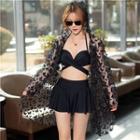 Halter Cross Strap Bikini Top / Swim Skirt / Butterfly Detail Cover Up / Set