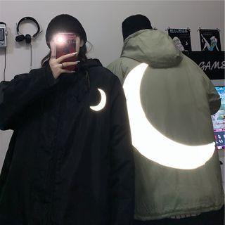 Reflexive Moon Print Padded Zipped Jacket