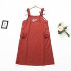 Cherry Print Mini A-line Overall Dress
