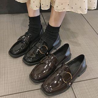 Patent Round Buckled Loafers