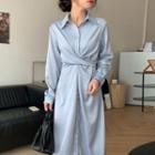 Twisted Midi Shirtdress Light Blue - One Size