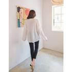 Plus Size V-neck Frilled Blouse