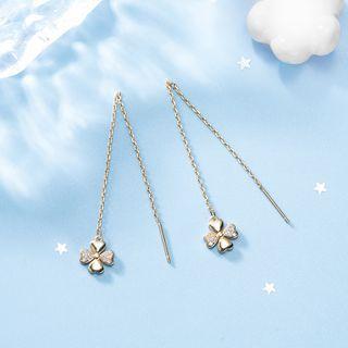 Clover Threader Earring E201 - 1 Pair - Gold - One Size