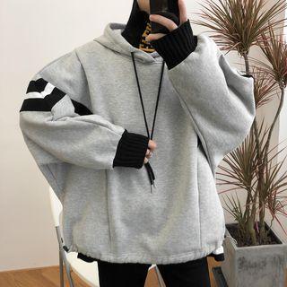 Mock-turtleneck Mock Two-piece Chevron Hoodie