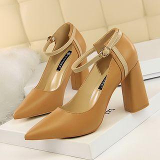 Faux-leather Chunky-heel Stilettos