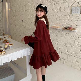 Long-sleeve Tie Neck Collared Dress