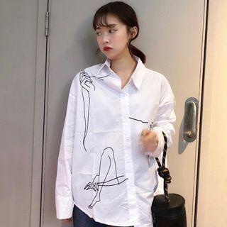 Hand Print Oversized Shirt