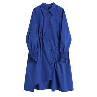 Long-sleeve Asymmetrical Midi Shirtdress