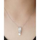 Rhinestone Lettering-pendant Chain Necklace