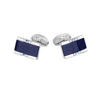 Fashion Elegant Blue Geometric Rectangular Cufflinks With Austrian Element Crystal Silver - One Size