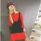 Set: 3/4-sleeve T-shirt Dress + Tank Top