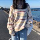 Plaid Sweater Almond - One Size