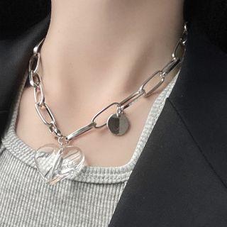 Acrylic Heart Pendant Choker 1 Pc - 0568a - Acrylic Heart Pendant Choker - One Size