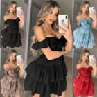 Cap-sleeve Tiered Mini Dress