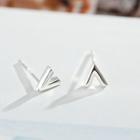 925 Sterling Silver Letter V Earring Silver - One Size