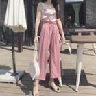 High Waist Cropped Wide Leg Pants