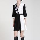 Elbow-sleeve Bow Accent Mini Collared Dress