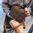 Plaid Panel Flap Cover Belted Box Crossbody Bag
