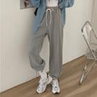 Drawstring-cuff High-waist Wide-leg Pants