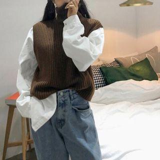 Turtleneck Knit Vest / Plain Shirt
