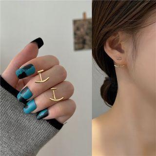Geometric Alloy Swing Earring 1 Pc - Gold - One Size