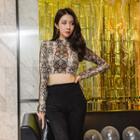 Snake-print Cropped Top