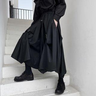 Irregular Wide Leg Pants Black - One Size