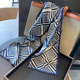 Patterned Scarf Blue & Almond - One Size