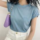Knit Plain Short-sleeve Top