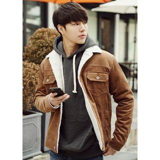 Lettering Corduroy Button Jacket