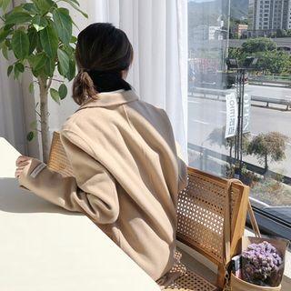 Single-breasted Wool Blend Midi Coat Beige - One Size
