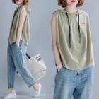 Sleeveless Hooded T-shirt Pea Green - One Size