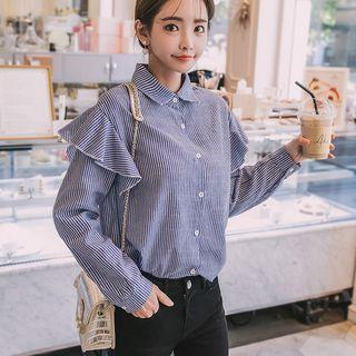 Pinstripe Ruffle Shirt
