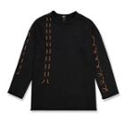 Faux Suede Panel Long-sleeve Knit Top