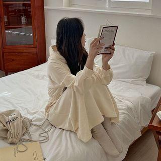 Band-waist Flared Maxi Hoodie Dress