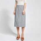 Herringbone H-line Linen Skirt