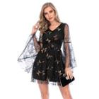 Long-sleeve Sequined Butterfly Mini A-line Dress