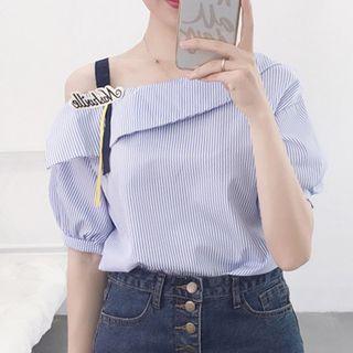 One-shoulder Short-sleeve Blouse