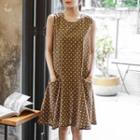 Sleeveless Pocket-side Polka-dot Dress