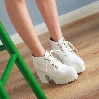 Lace-up Platform Chunky Heel Ankle Boots